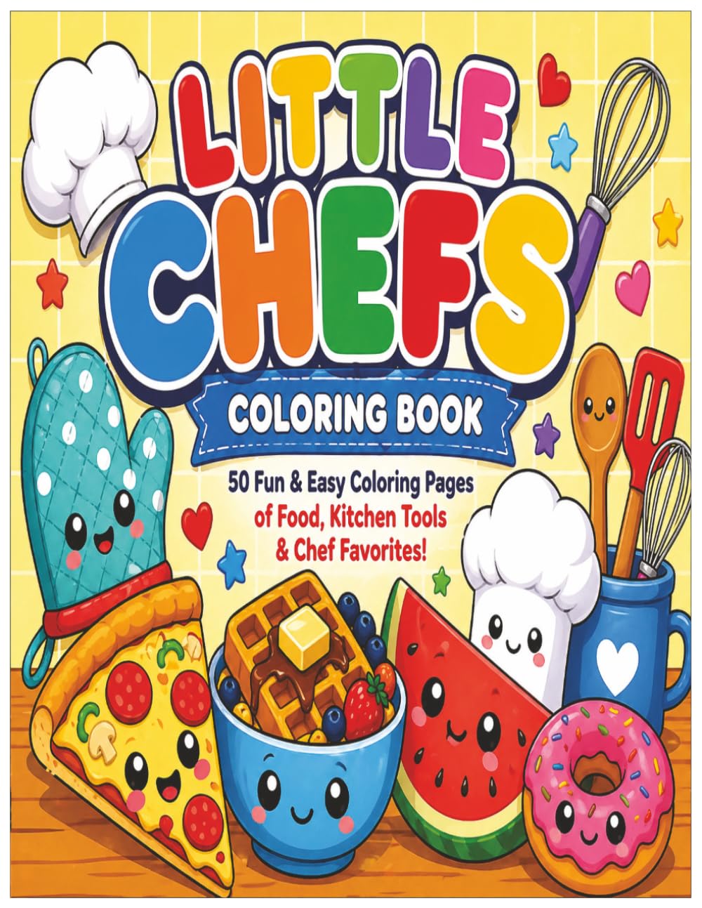 Little Chefs Coloring Book: 50 Fun & Easy Coloring Pages of Food, Kitchen Tools & Chef Favorites
