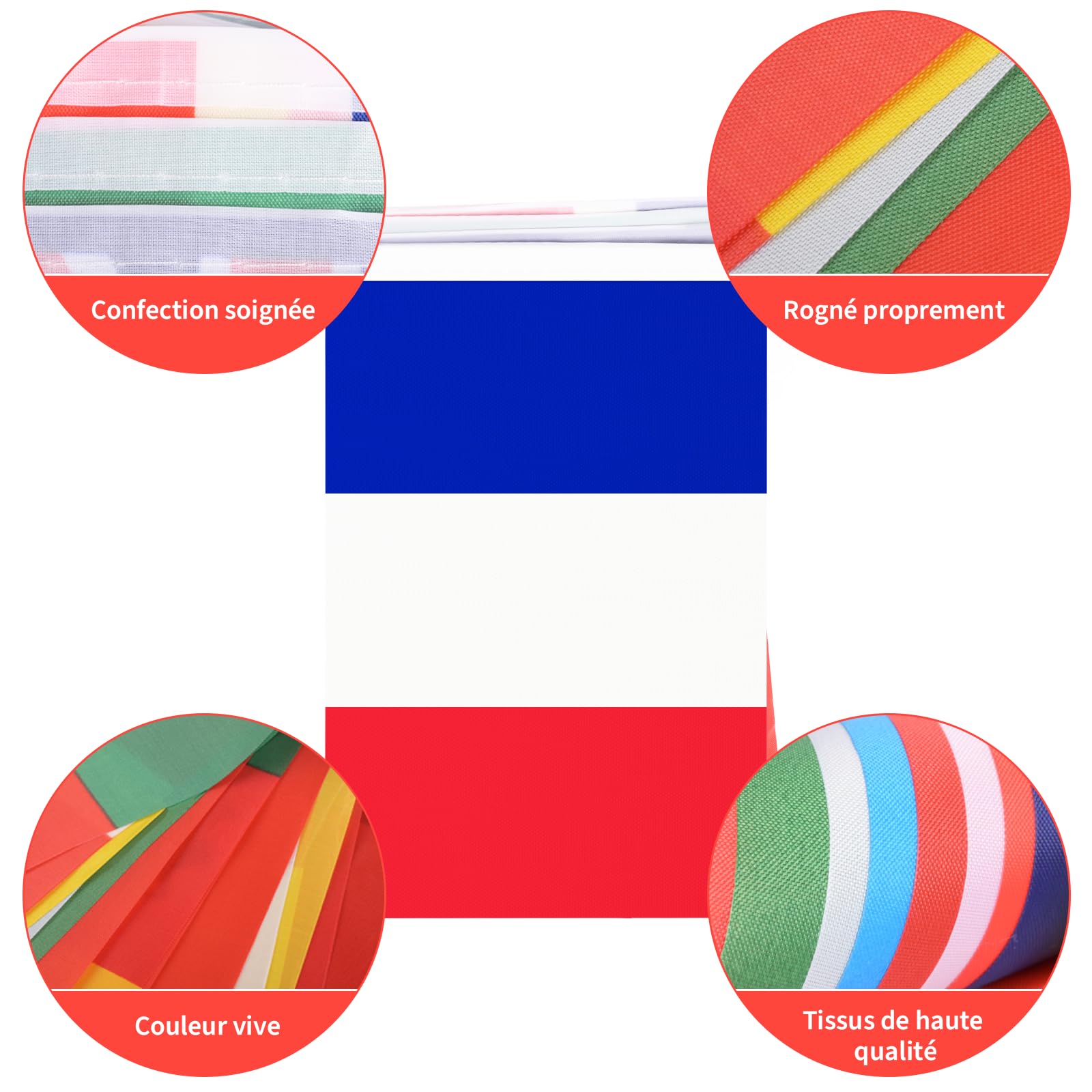 AhfuLife Guirlande de Fanions et Poster Calendrier Coupe du Monde de Football 2026 – 48 Drapeaux du Monde Bannière 14x21cm + Affiche Géant 100x70cm, Décoration pour Mondial 2026 (Français, HNEC) - 3