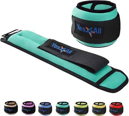Yes4All Par de pesas para muñeca y tobillo de 1 libra a 10 libras, correa ajustable para caminar, trotar, pilates, gimnasio, entrenamiento de