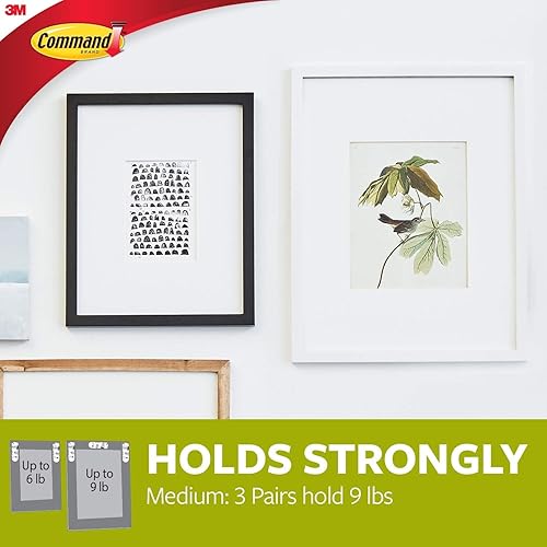 Miniatura 7 de Command Tiras para colgar cuadros, medianas, blancas, 12 pares por paquete, se venden por paquete de 3, 36 pares en total (17204-12ES)