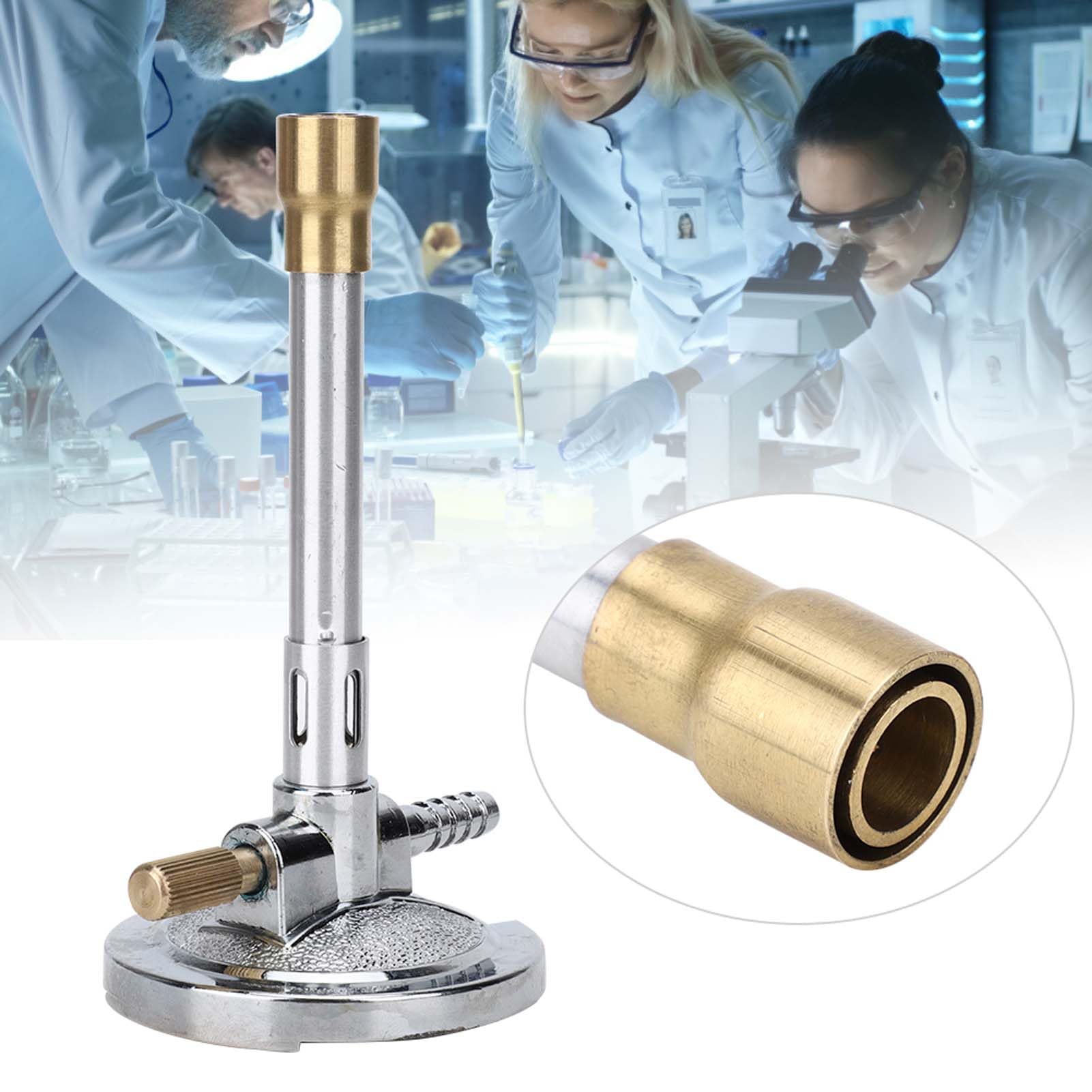 Qcwwy Mechero Bunsen de Laboratorio, Quemador de Gas Ligero, Accesorio de Calefacción de Laboratorio de Gas de Aceite Portátil con Estabilizador de Llama Y Ajuste de Gas