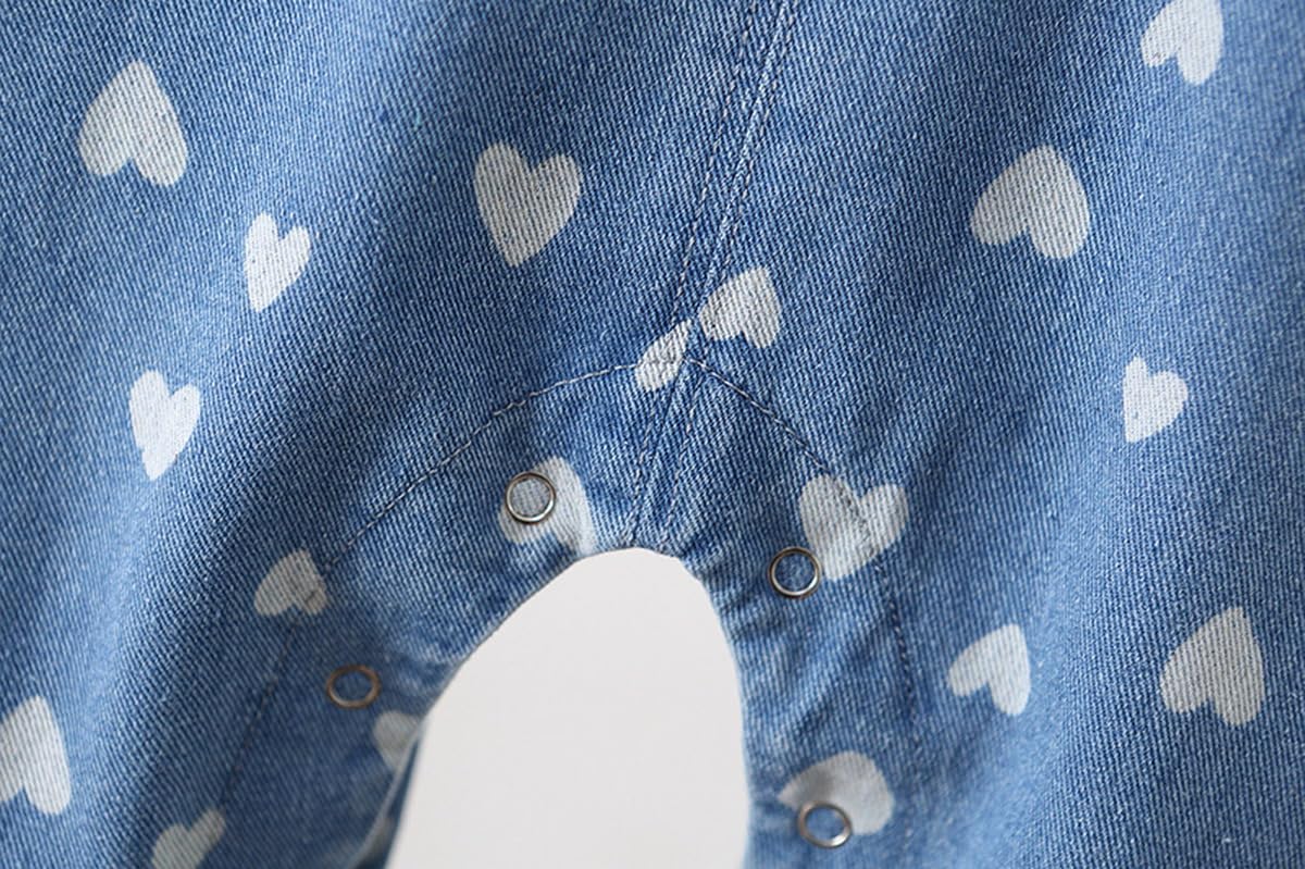 Salopette Bimba da Lavoro Neonate Tuta in Jeans alla Moda con Ricamato Amore, Bambina Tuta Salopette in Denim Tutina Carino Neonata Pantaloni Jeans per Bebè 0-4 Anni