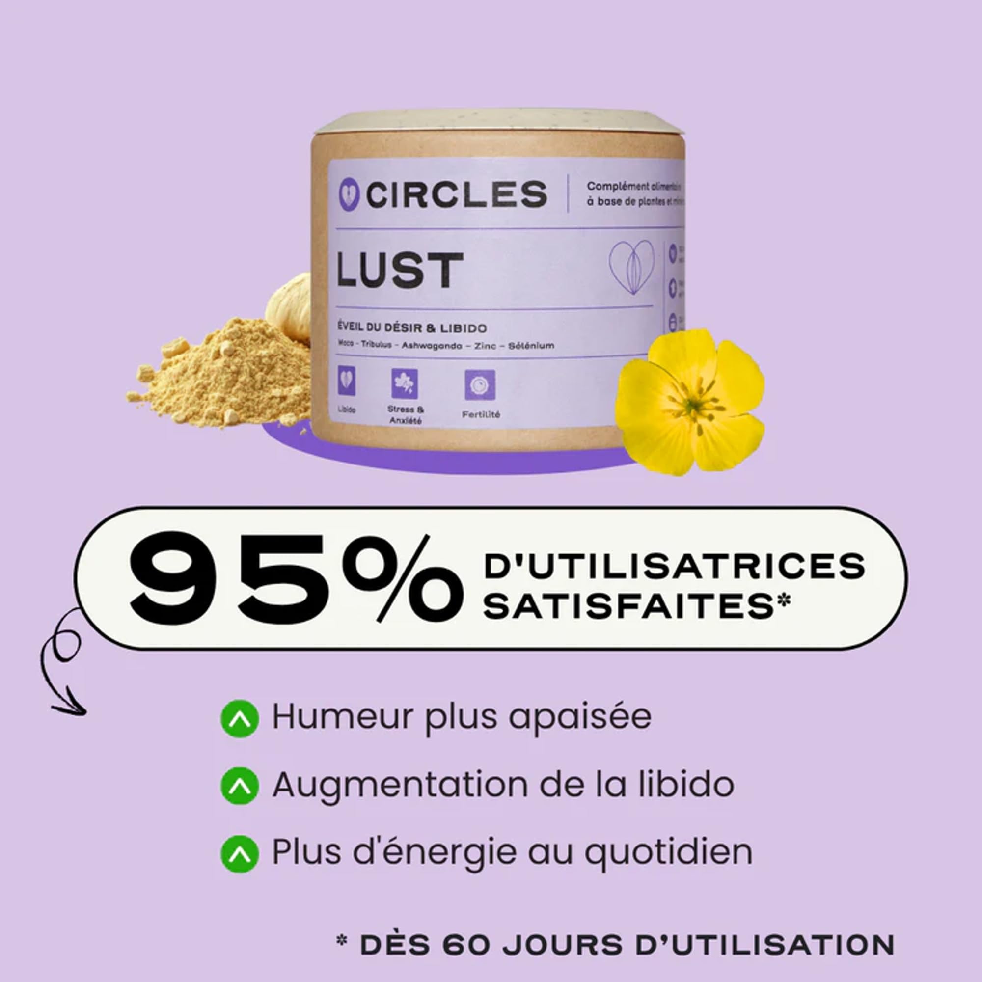 Vitalité, Libido & Énergie | Maca, Ashwagandha, Tribulus, Zinc, Vitamines B6-B9 | Équilibre hormonal & bien-être intime LUST Femme
