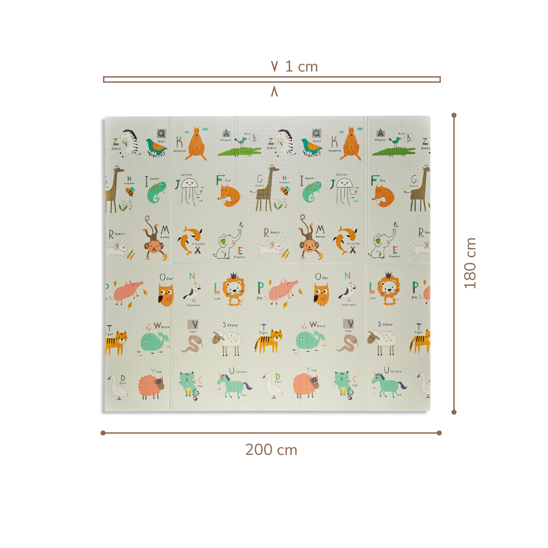 Buddy Baby - Tappetino da gioco per bambini, XXL, 180 x 200 cm, double face, resistente, imbottito, pieghevole, con borsa per il trasporto