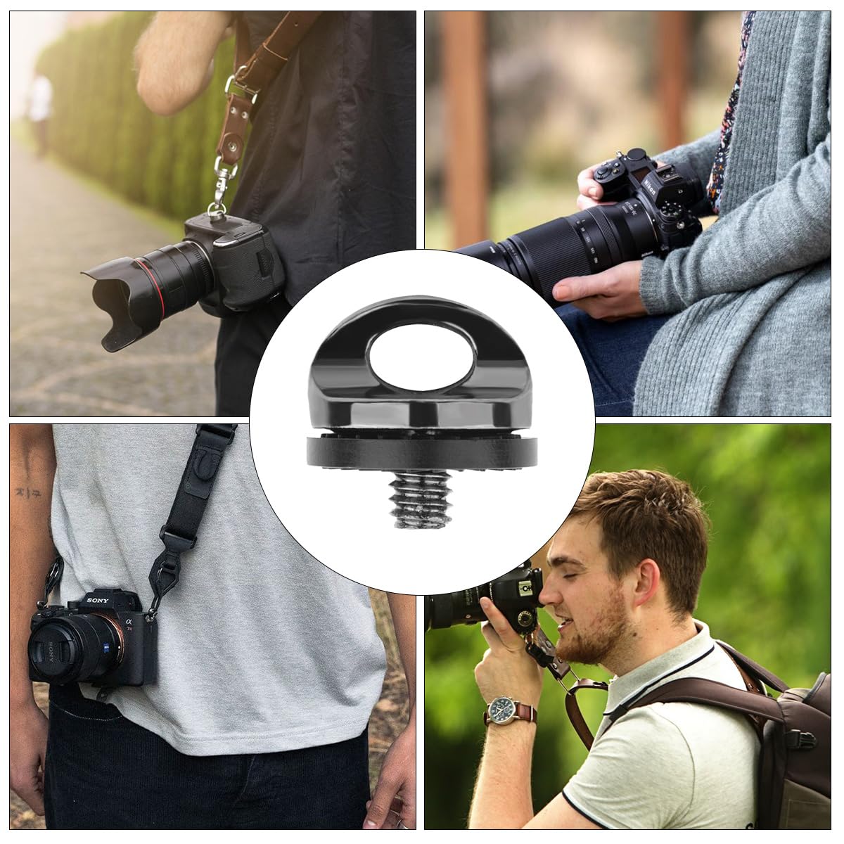 vis Adaptateur pour Sangle Appareil Photo et Caméra, Support à Vis 1/4" 3 Pcs Tokaneit
