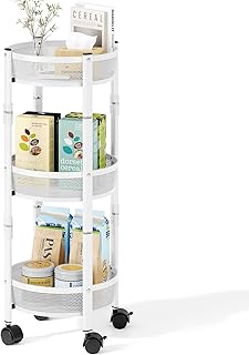 TOOLF 3-Tier Foldable Rolling Cart, Collapsible Metal Utility Cart with ...