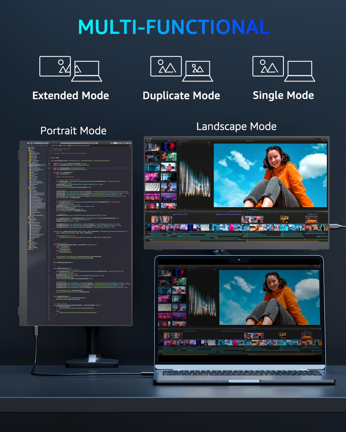 Yodoit Monitor portatile da 144 Hz, schermo ad alta frequenza di aggiornamento FHD da 16,1 pollici 1920 × 1080P, display IPS con porta USB di tipo C e altoparlanti integrati, con Smart Cover