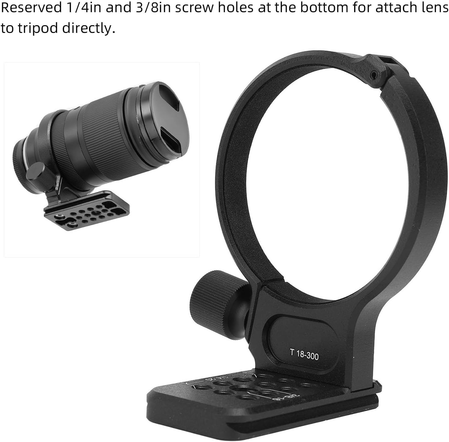 Lens Collar for 18 300mm F35. 63. Lens, Tripod Mount with Quick Release Plate, Aluminum Alloy Tripod Collar for DSLR Camera, Compatible with Tripod Heads