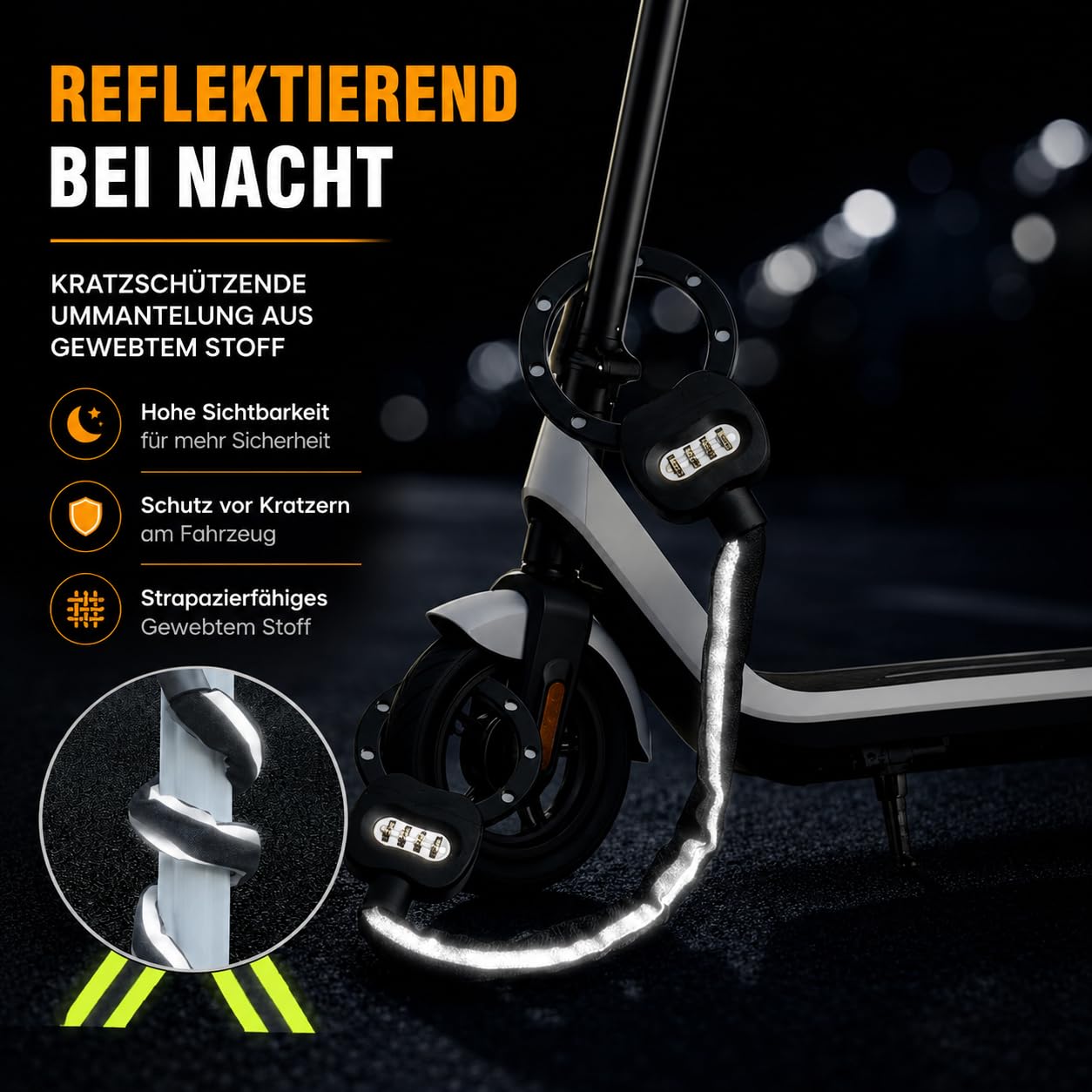 E Scooter Schloss mit Zahlencode, Handschellenschloss Hohe Sicherheit