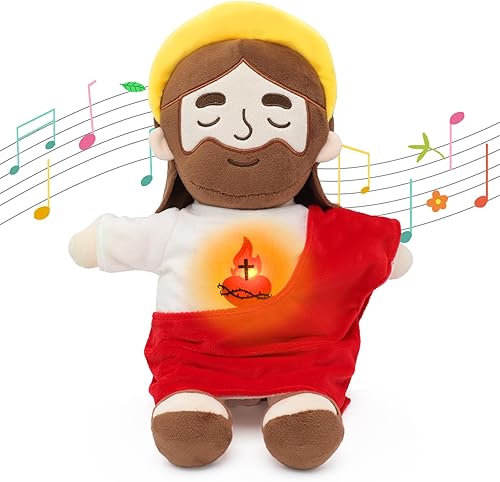 Juguetes de peluche calmantes de Jesús con luz y sonido, muñeca de peluche de Jesús, peluche religioso católico cristiano, regalos de Navidad y
