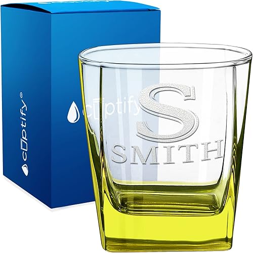 Miniatura 7 de Vaso de whisky personalizado para hombre, monograma de vestigio, 12 onzas, fondo azul, grabado, doble anticuado, rocas, cóctel, vaso de bourbon,