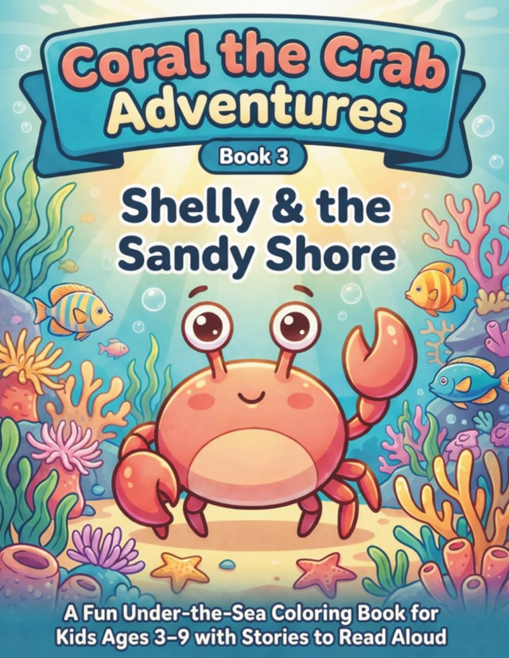 Coral the Crab Adventures: Shelly and the Sandy Shore Book #3: An Ocean Cleanup Adventure Coloring Book for Kids Ages 3-9