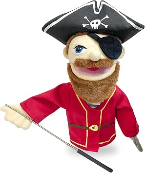 16" Puppets Entriloquist Puppet,Hand Puppets for Kids Plush Pirate Puppets for Adults with Removable Mouth Puppe t for Kids Ages 4-8,Hand Pupp et for Adults with Scalable Puppe t Control Rod