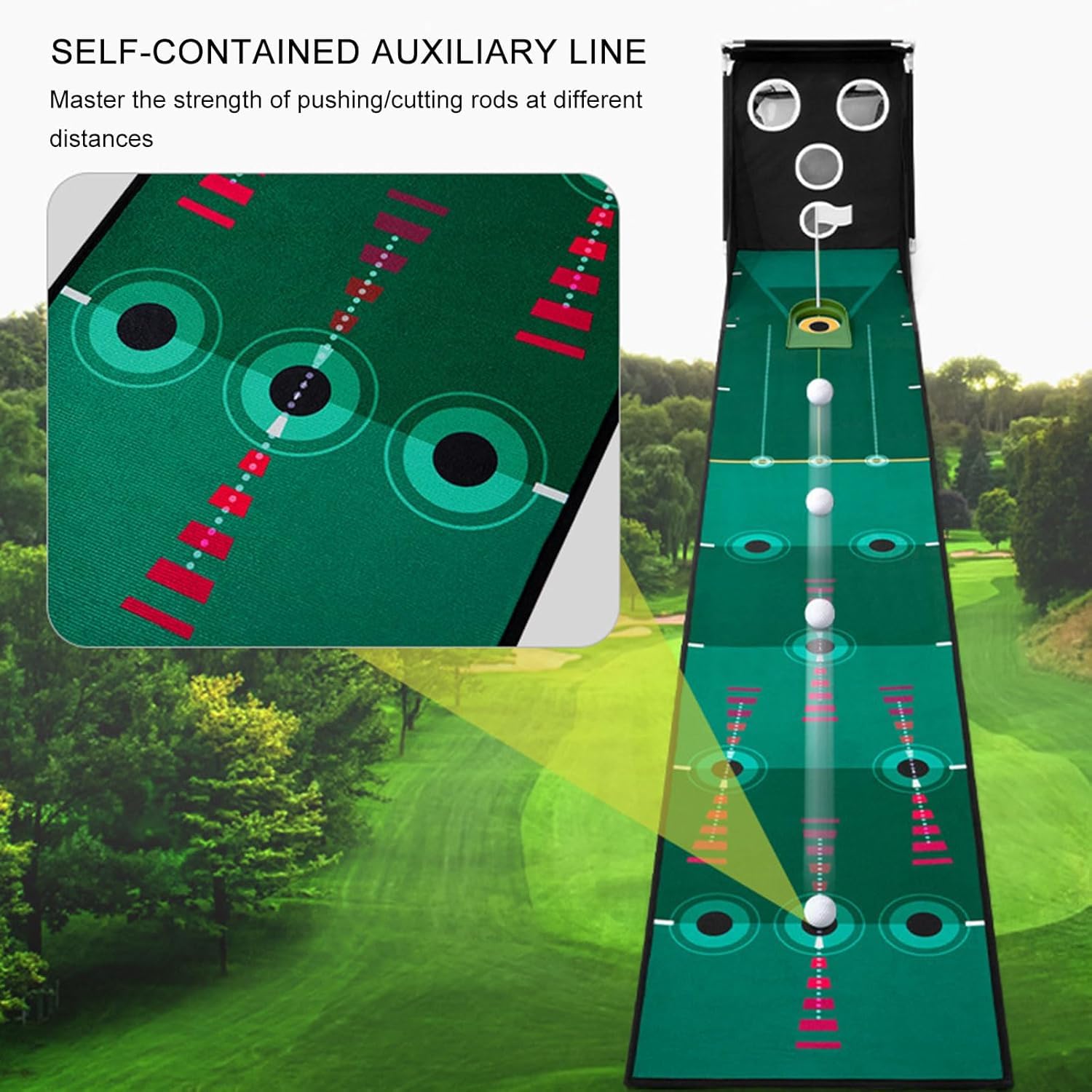 Alfombrilla de golf con sistema de retorno automático de bolas, césped de práctica para interiores y exteriores para entrenamiento profesional
