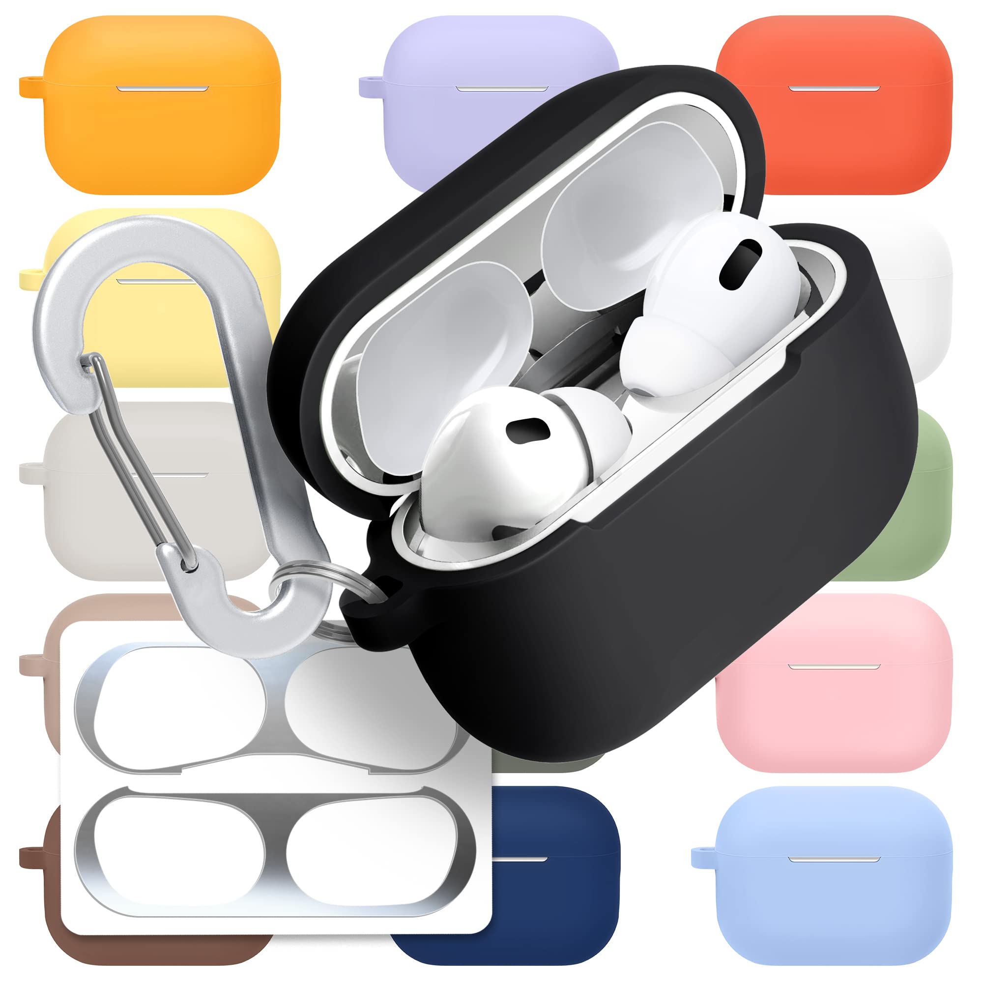 [3 in 1] AirPods Pro 3 Silicone Case + Anti-Lost Carabiner + Dust Guard Metal Film, Protective Cover with Keychain for Apple AirPods Pro3 (2025) — view 32