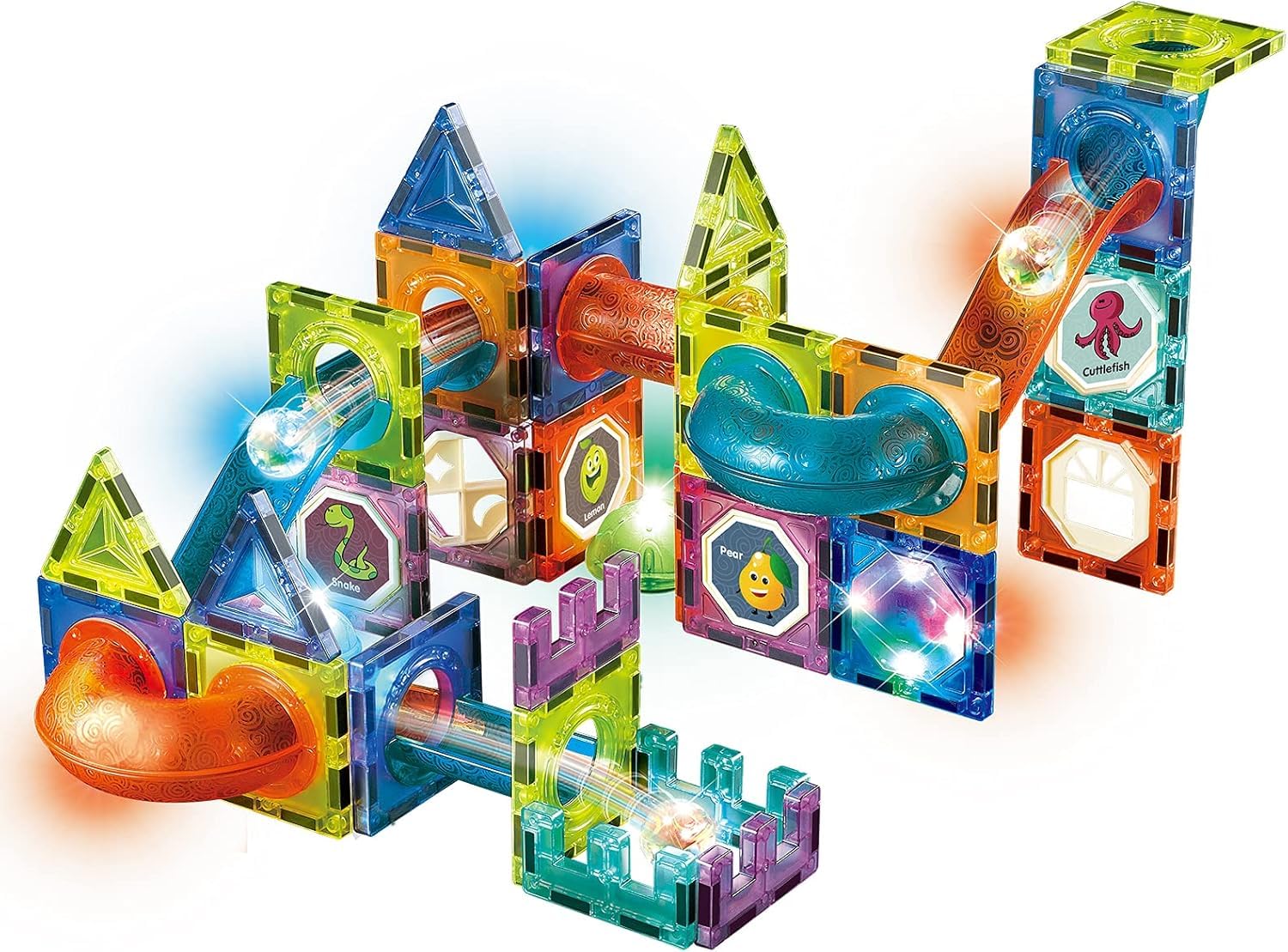 Magnetic Tiles, Yotym 75 Piece Light Magnetic Tiles Building Tile for Kids,3D Clear Educational STEM Toys, Marble Run Blocks Toys for Kids Ages 3+Year Old Boys Girls (Magnetic Marble Run Block Set) (B0DHZNTPB6) Amazon Price History, Amazon Price Tracker