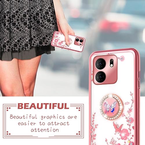 Miniatura 6 de nancheng Funda para teléfono BLU View 5 (B160V) de 6.56 pulgadas, linda funda de silicona suave para niñas y mujeres, con anillo de soporte, correa