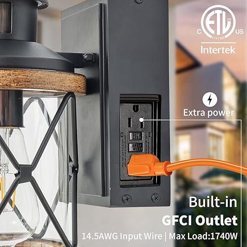 Miniatura 2 de Luz de porche al aire libre con sensor de movimiento del atardecer al amanecer con salida GFCI, 3 modos de iluminación, certificación UL ETL,