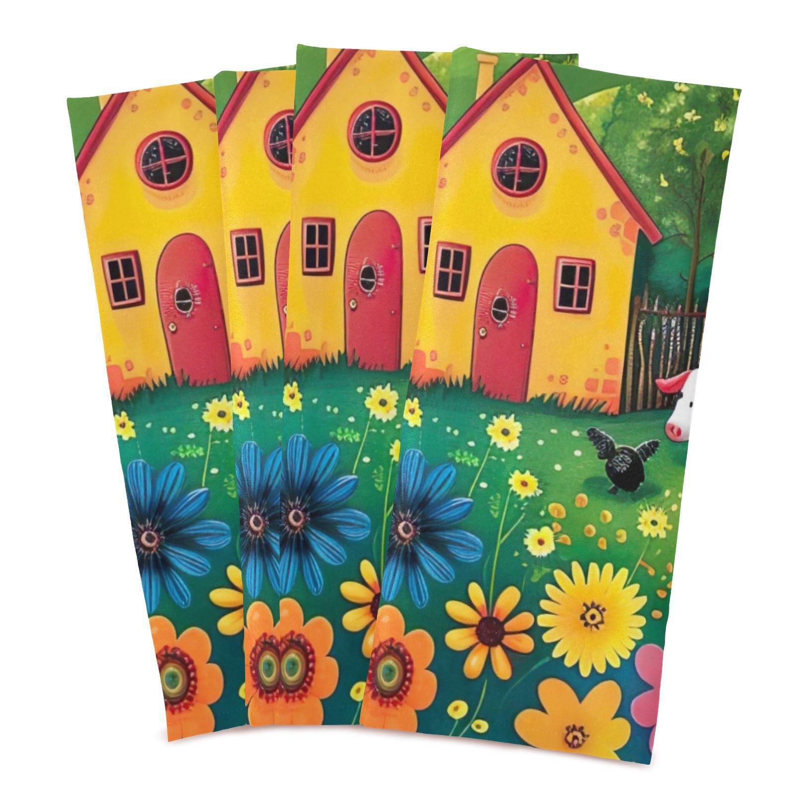 ODAWA Farmhouse Animals Kitchen Towles Soft and Super Absorbent Dish Towel Dish Cloth for Household Cleaning, Set of 6