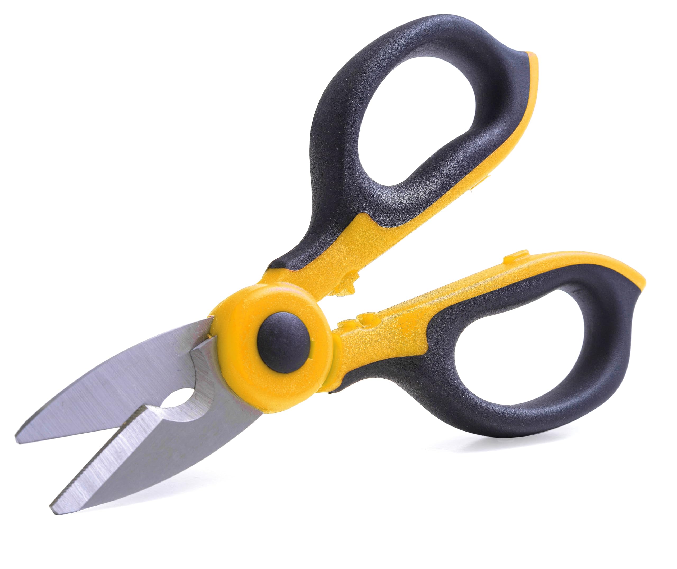IPEA Forbici da Elettricista Professionali Isolate – [ Lama Retta da 50 mm in Acciaio Inox ] – Forbici da Elettricisti per Taglio Fili e Cavi Elettrici – Spelacavi e Spelafili – Elettricisti