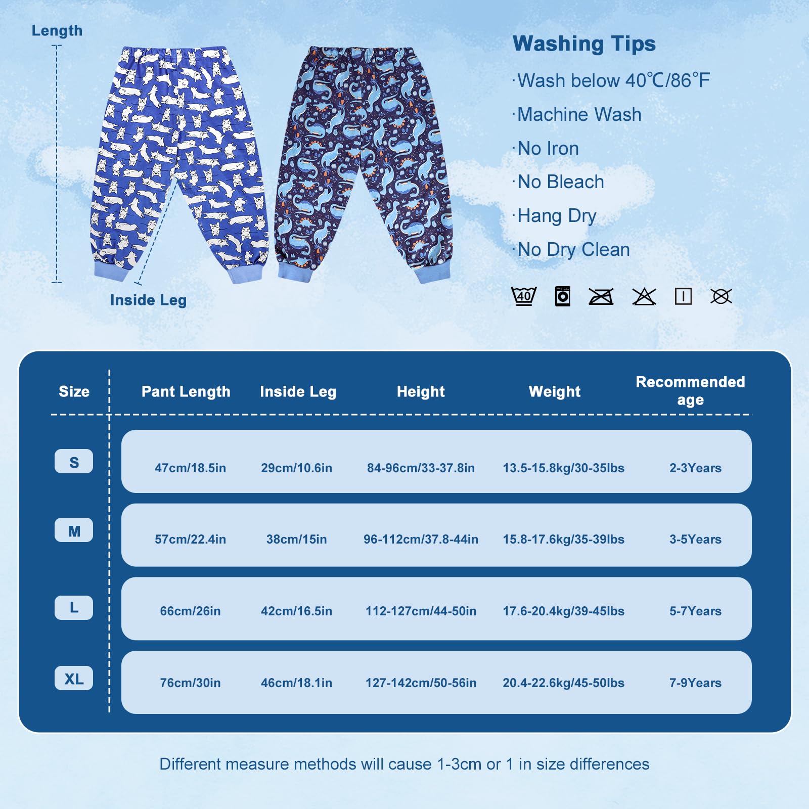 MOEMOE BABY Calzones de Entrenamiento, Algodón Bragas de Aprendizaje para niños el orinal nocturno, Pantalones de pañales para niños, azul, 2-3 años