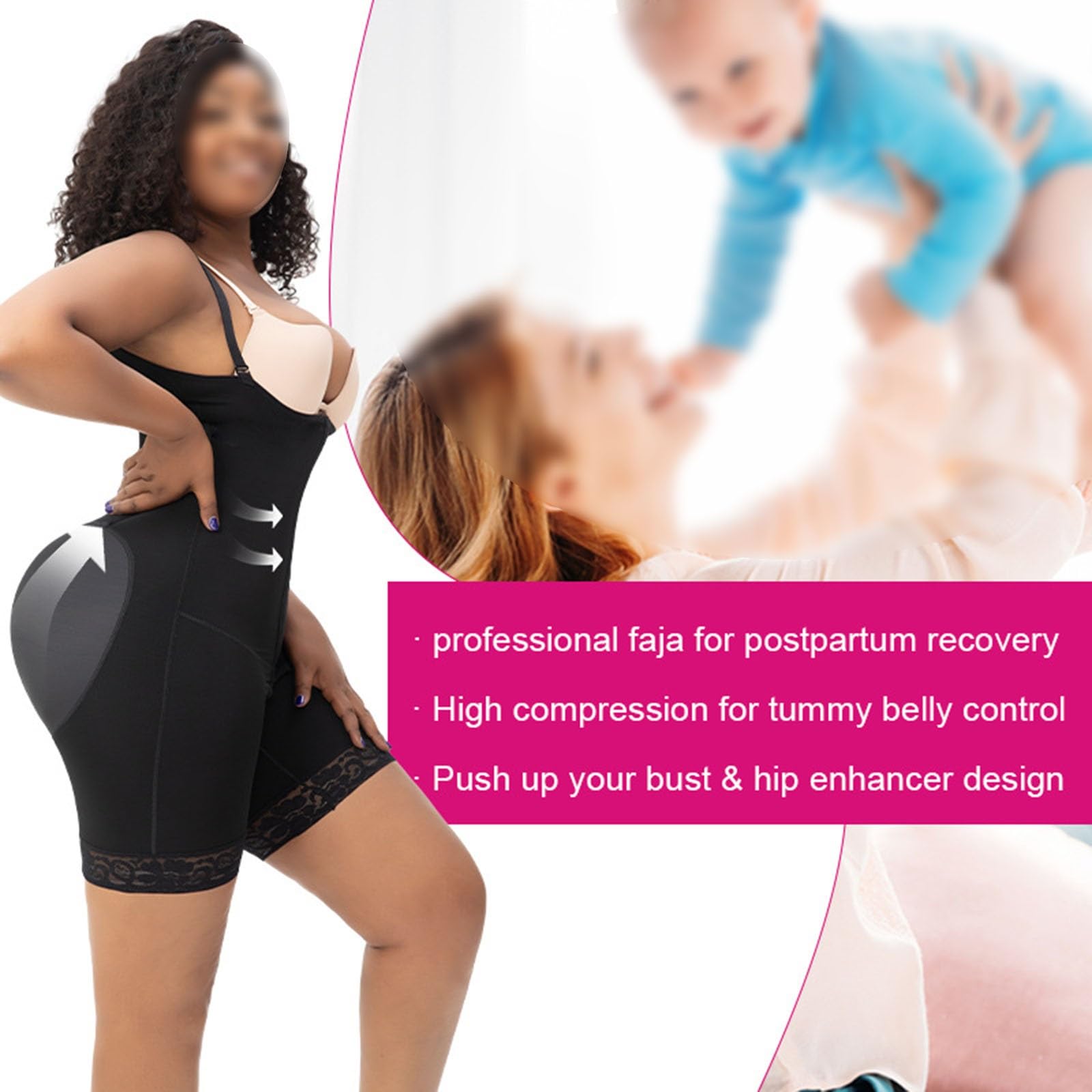 Indumento Compressivo Post-operatorio Senza Reggiseno con Schiena Alta Faja Lipo BBL Fase 2 Waist Trainer Butt Lifter Thigh Slimmer Bodysuit