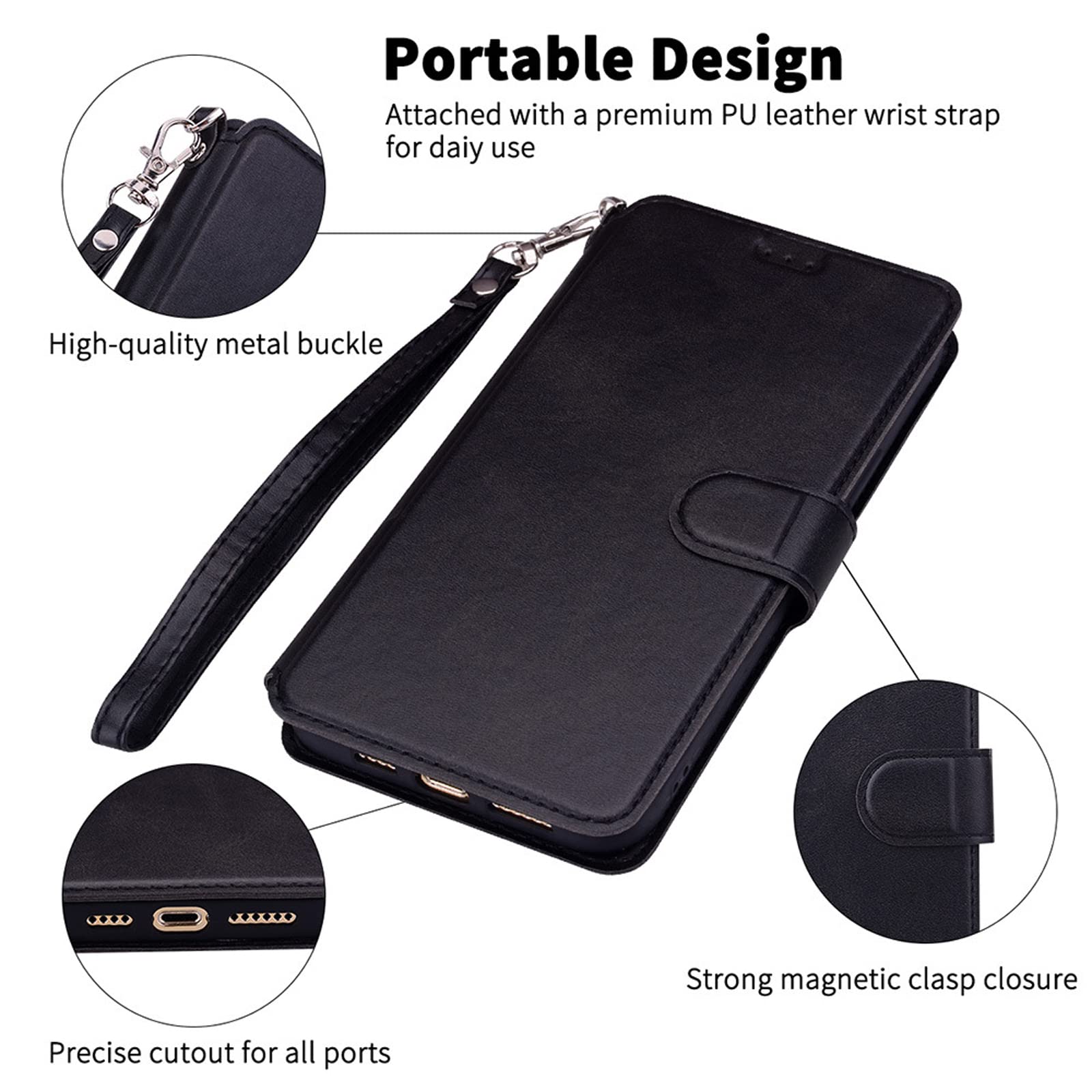 LTL Etui z klapką do iPhone 13/13 Pro/13 Pro Max, wysokiej jakości skórzane etui z klapką, etui z przegródką na karty, podpórka, etui na telefon, magnetyczne, brązowe, 13 6,1"