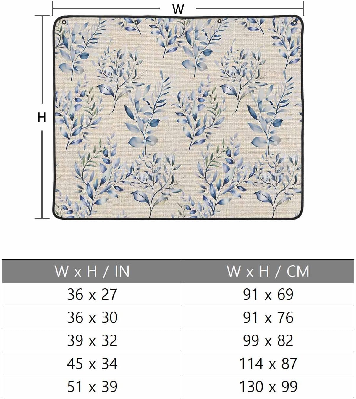 Elegant Flower Magnetic Fireplace Cover 39"x32",Decorative Fireplace Blanket Insulation Cover for Heat Loss,Indoor Outdoor Fireplace Draft Stopper Covers Protectors,Leaves Watercolor Botanical Plant