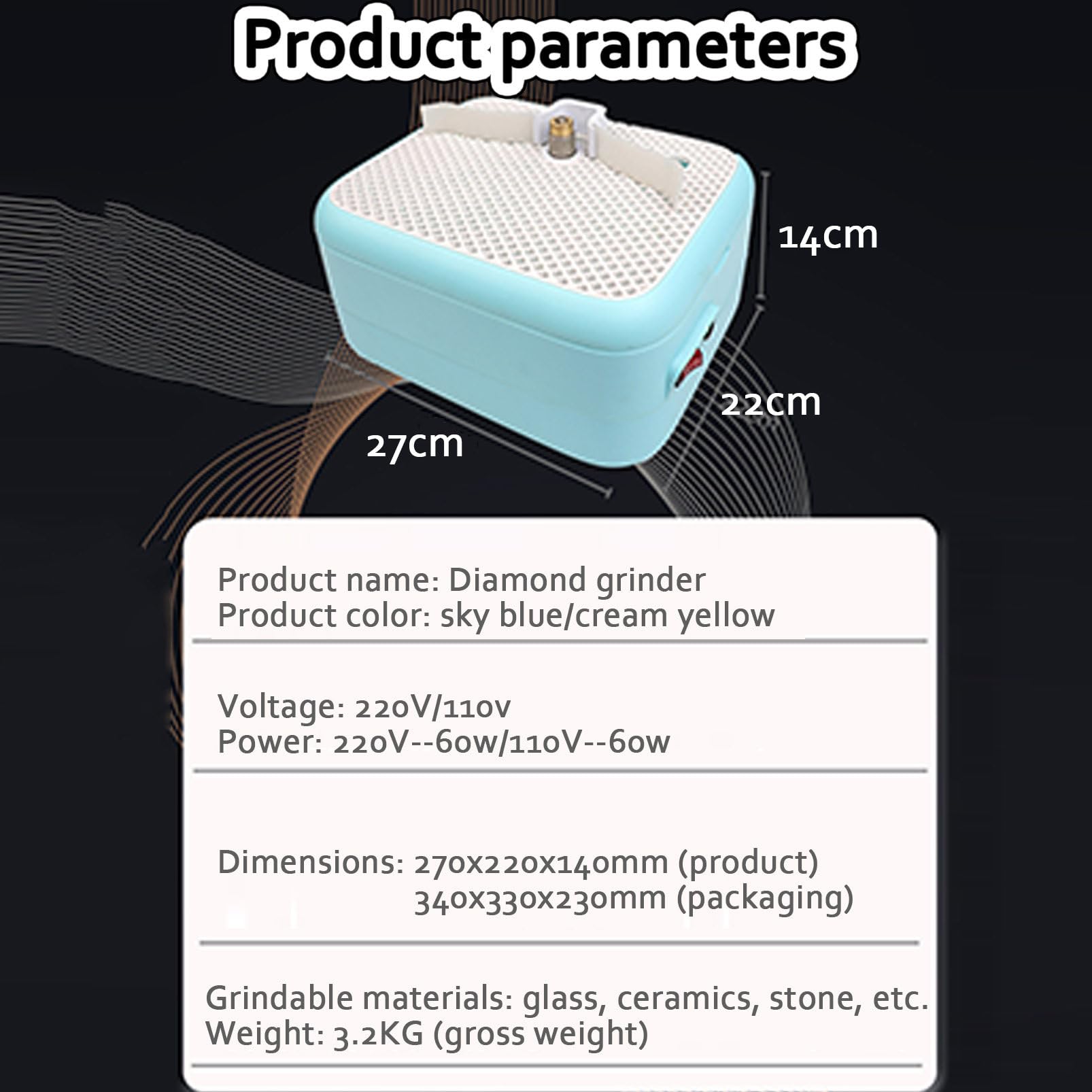 Szlifierka Do WitrażY, Elektryczna Szlifierka Do WitrażY, Mini PrzenośNe NarzęDzie Do Szlifowania SzkłA Diamentowego, Z Diamentową KońCóWką Szlifierską 3/4, Do SzkłA, PłYtek,Yellow