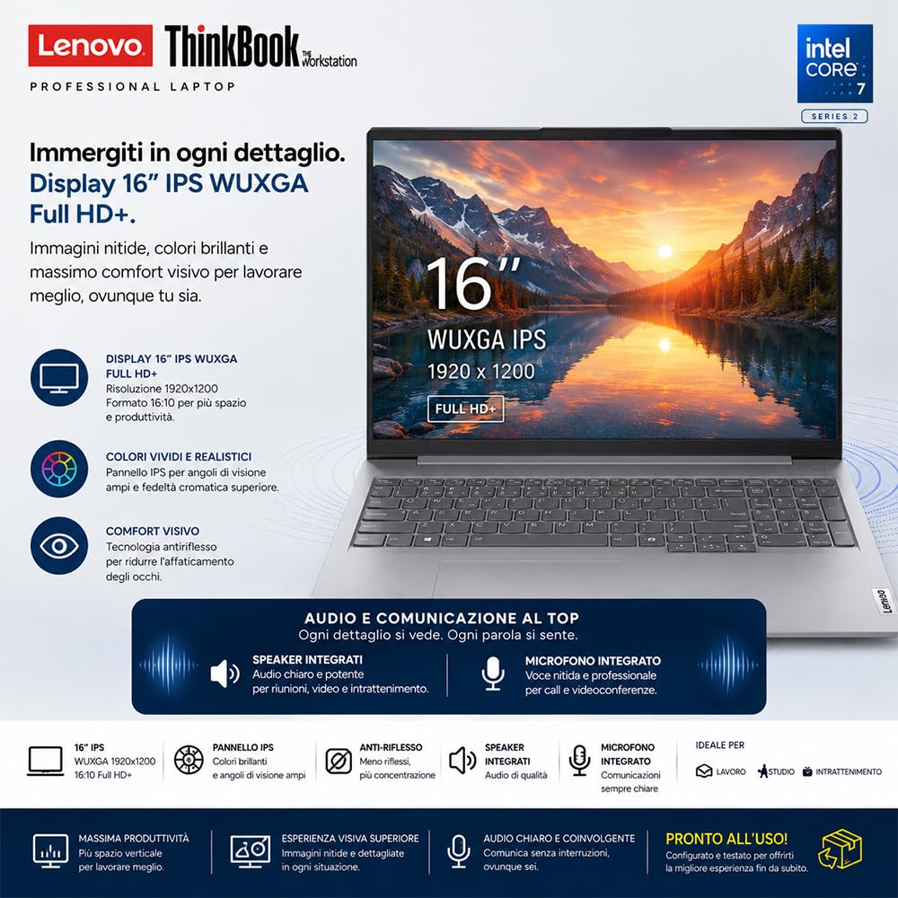Lenovo Notebook Core 7 240H 5,2GHz DDR5 32GB 16" IPS WUXGA FHD+ SSD 1TB Wi-Fi 7