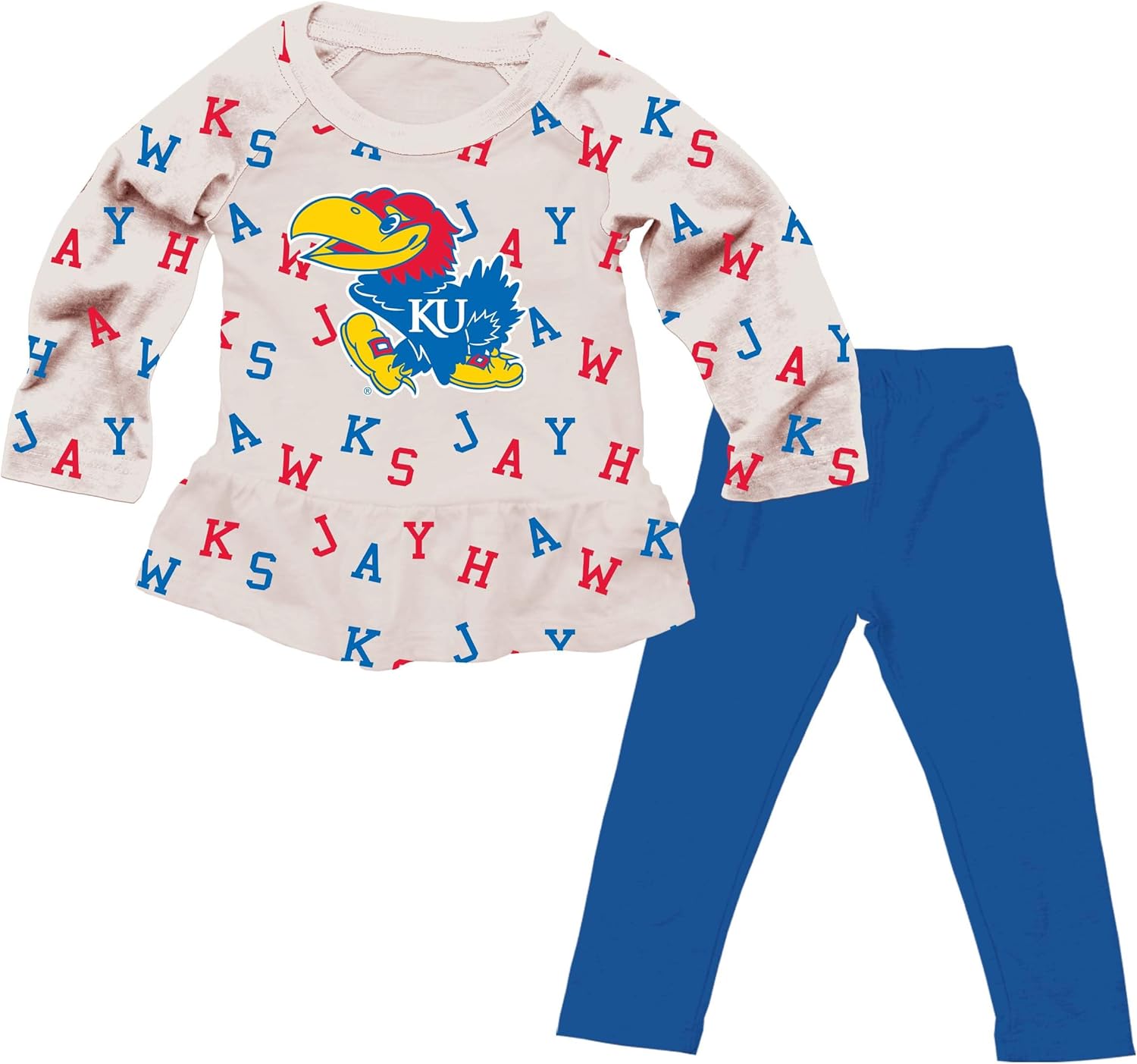 Wes and Willy Infant and Toddler Little Girls College Team All Over Logo Outfit