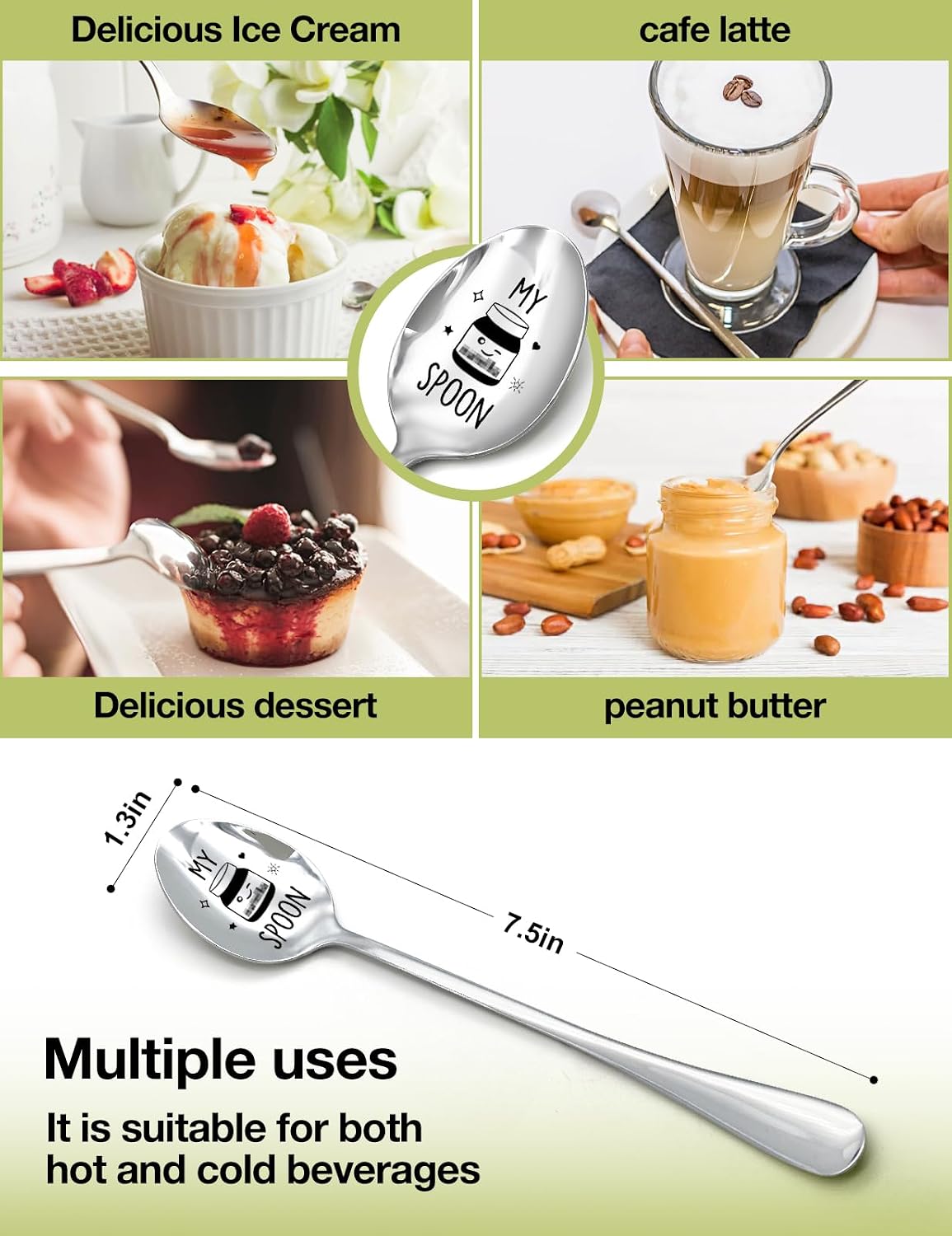 Funny My Nutella Spoon, Stainless Steel Nutella Ice Cream Spoon, Ideal Gift for Birthday Christmas Valentine Thanksgiving Mother's Day for Nutella Lovers, Men Women Dad Mom