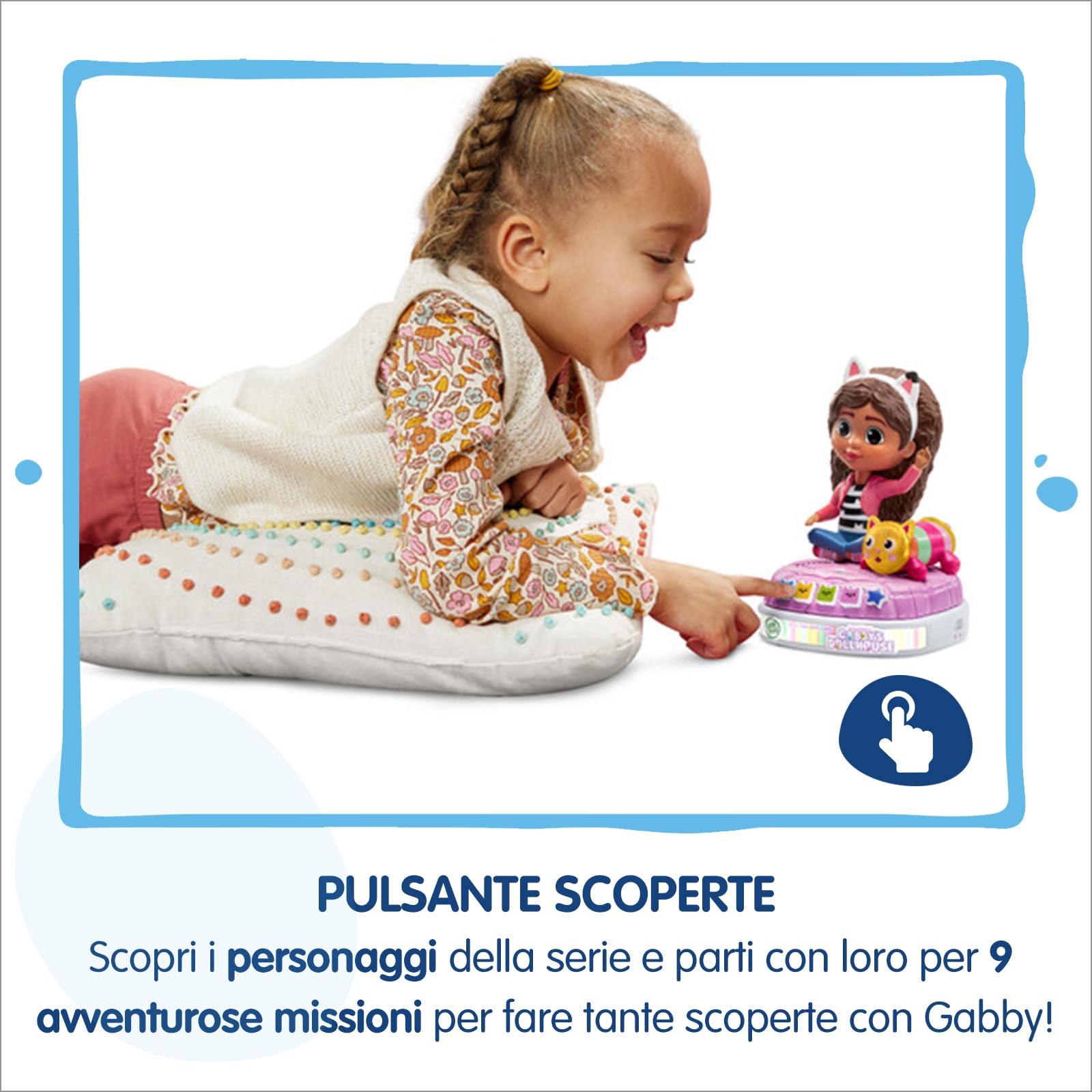 VTech Racconta Storie Luminoso di Gabby, Giocattolo Interattivo Raccontastorie con Suoni, Cuscigatta Utilizzabile come Luce Notturna, 4 Bottoni Interattivi, Lingua Italiana, Batterie Incluse, 3-7 Anni