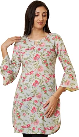 Tissu Womens Floral Printed Pure Cotton Kurti Tunic