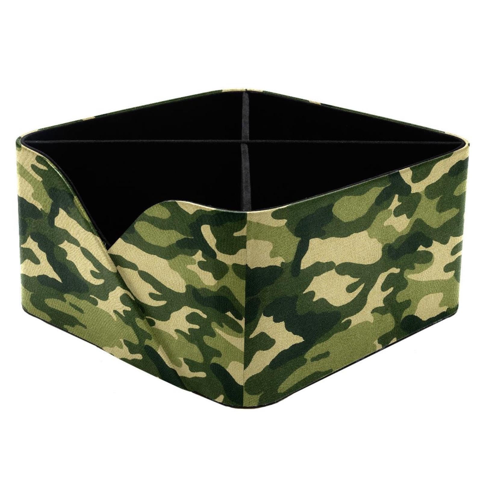 KengjuTesu Camouflage Print Desktop Organizer Pen Holder, Rectangular Pencil Cup for Office, Study and Makeup Stations