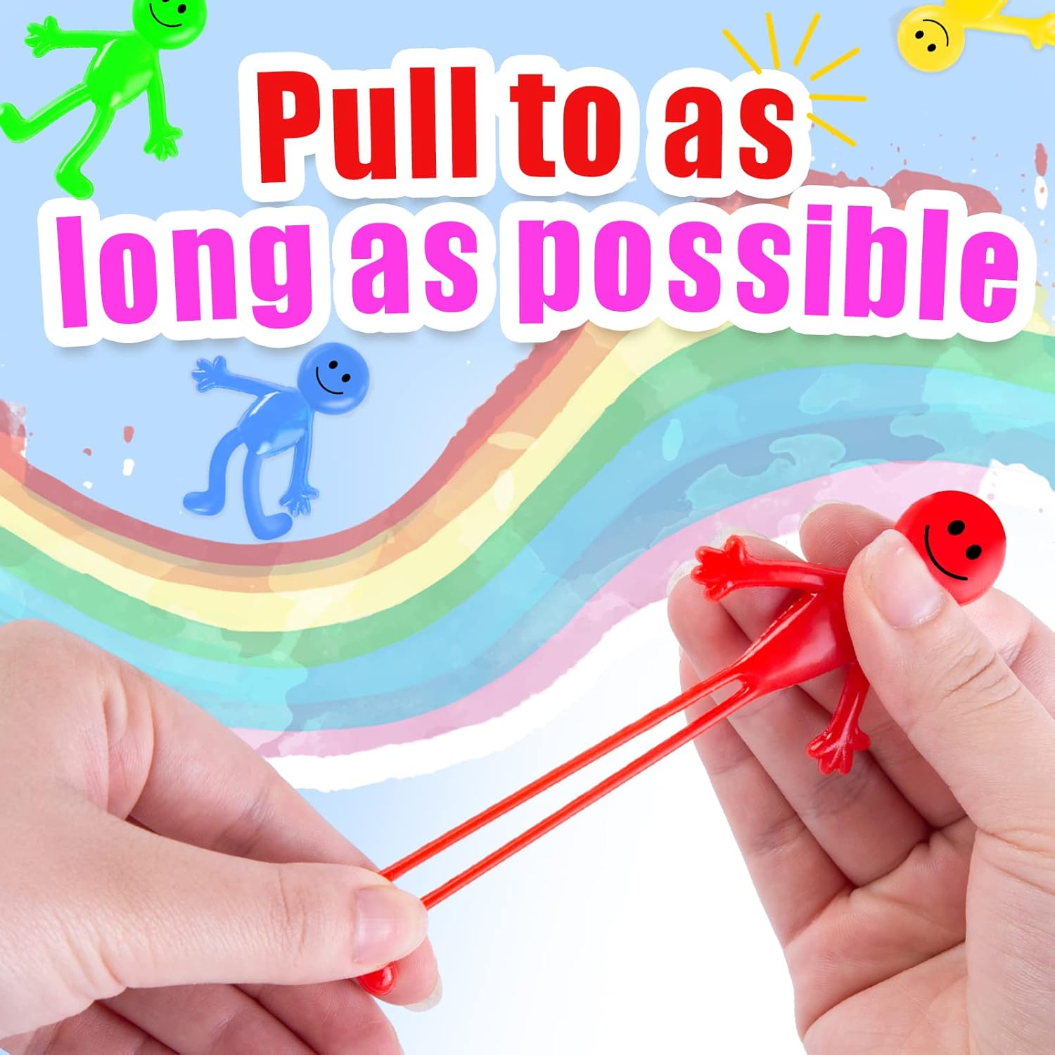 POPLAY 60PCS Smile Face Bendable Man, Stretchy Figures Party Favors Gooey Bendy Fidget Toys for Stress Relief, Classroom Exchange Prizes, Birthday Goodie Bag Stuffers (Pack of 2)