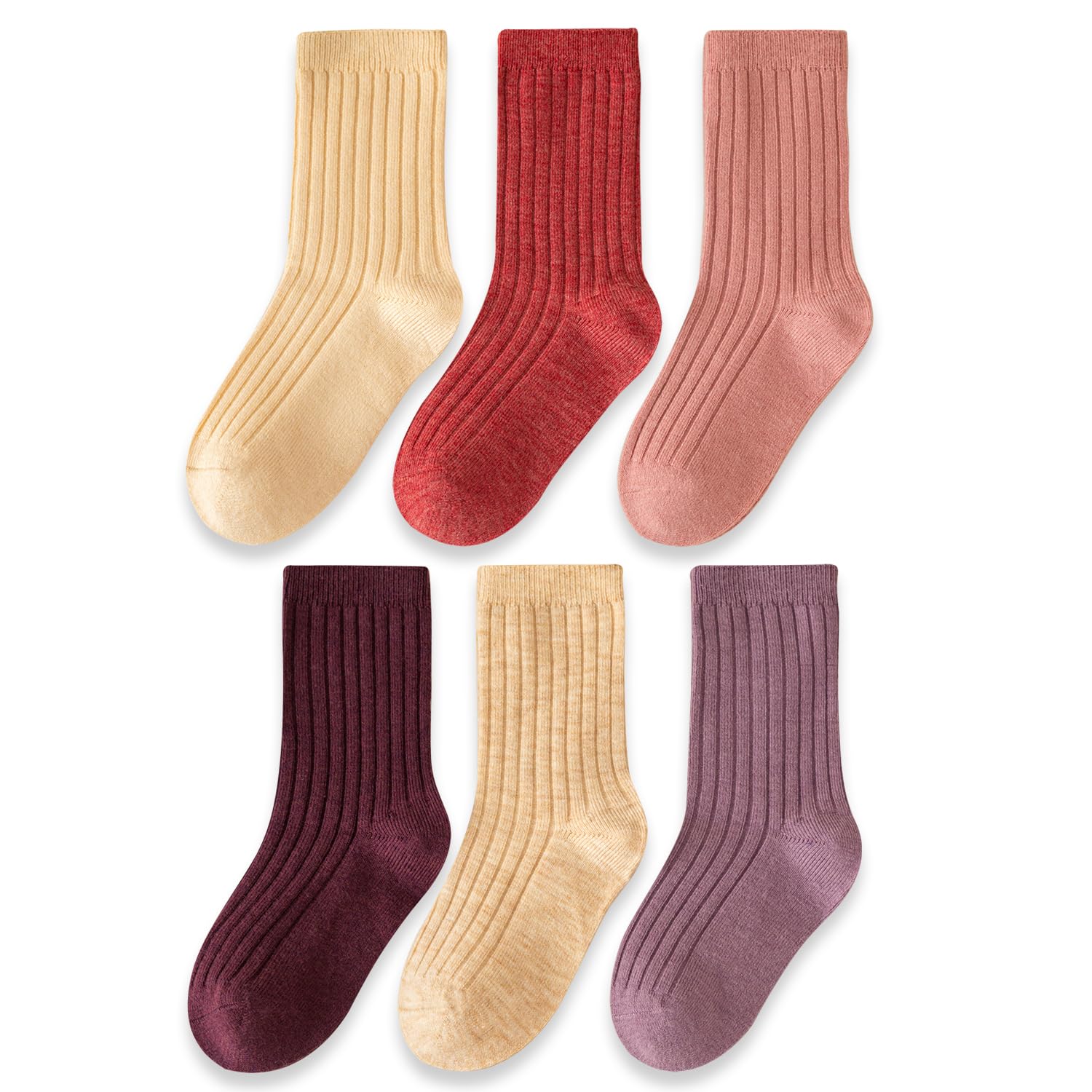 INOBAY Kids Wool Hiking Socks for Toddler Boys Girls Warm Thermal Cozy Crew Boot Socks 6 Pack (US, Age, 3 Year, 5 Years, Girls)