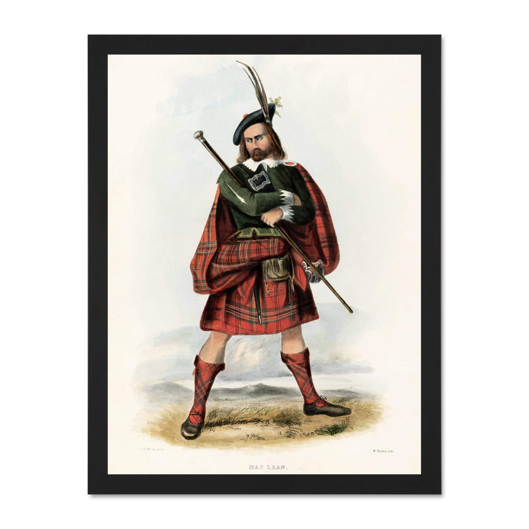 Wee Blue Coo Painting Portrait Highland Clan Scotland Tartan Maclean Art Large Framed Art Print Poster Wall Decor 18x24 inch