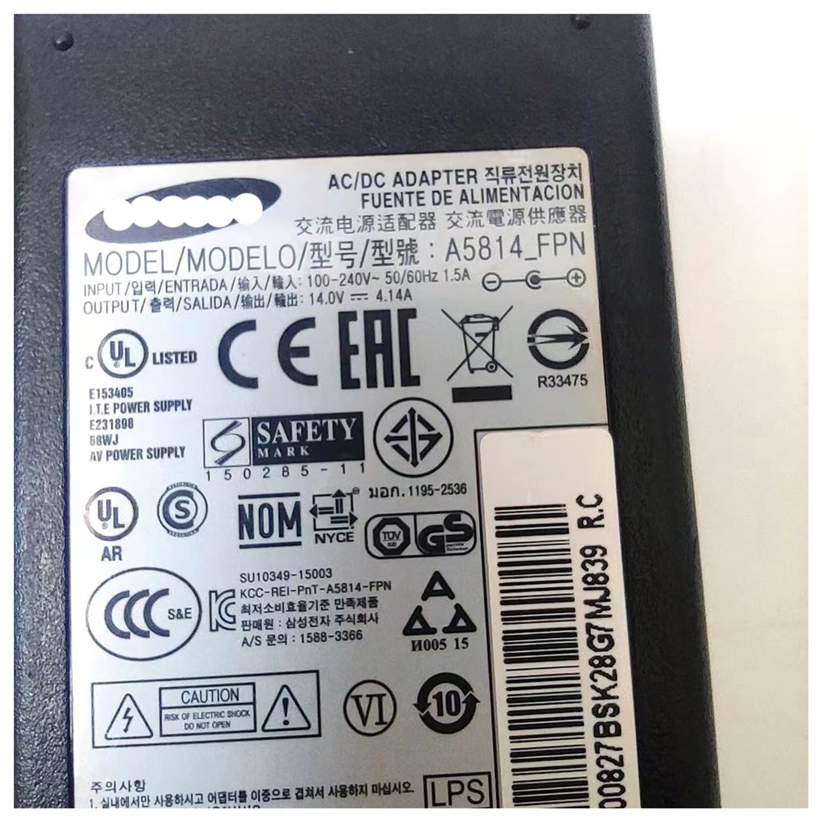 Cavo di conversione TV Adattatore di alimentazione CA/CC BN44-00827A 44-00827B 4400827B A5814_FPN for LS29E790C HW-J6500 JM4000 J6000 Caricatore 14 V 4.14 A 58 W Assemblaggio cavi
