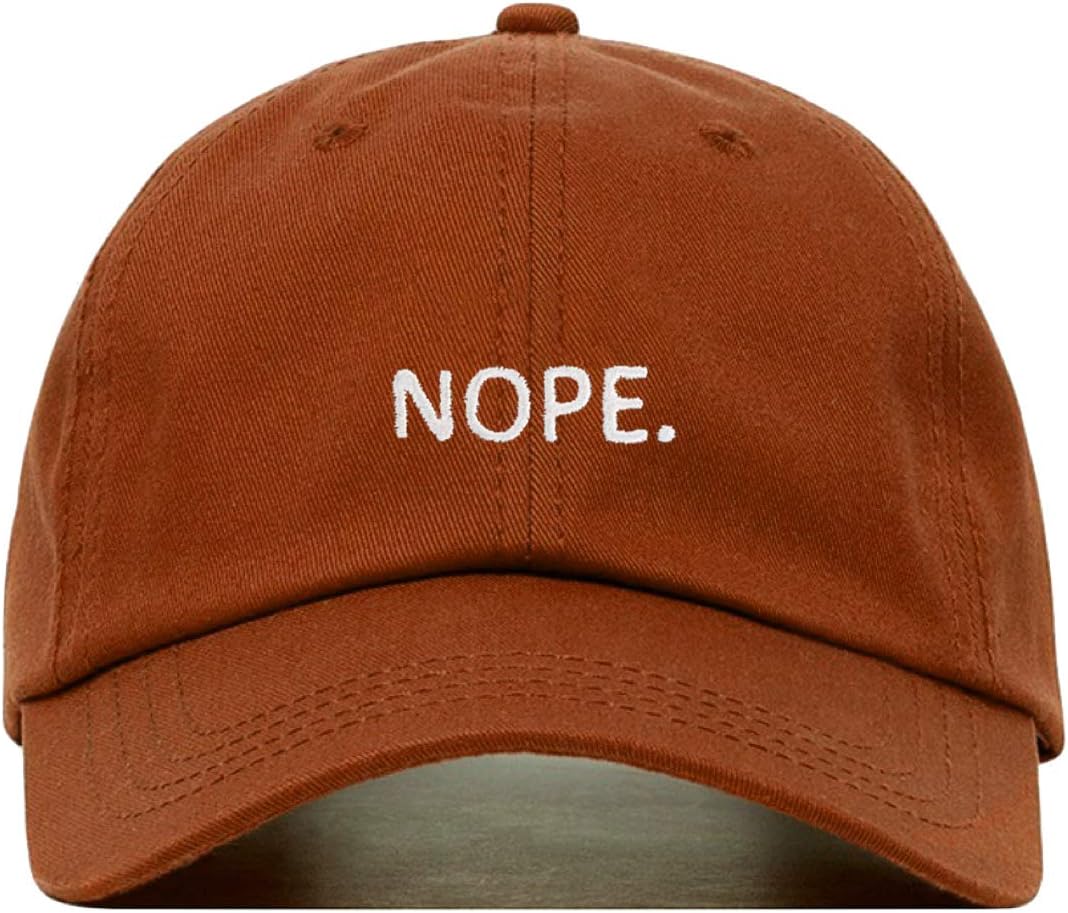 Nope Baseball Hat, Embroidered Dad Cap, Unstructured Soft Cotton, Adjustable Strap Back (Multiple Colors)