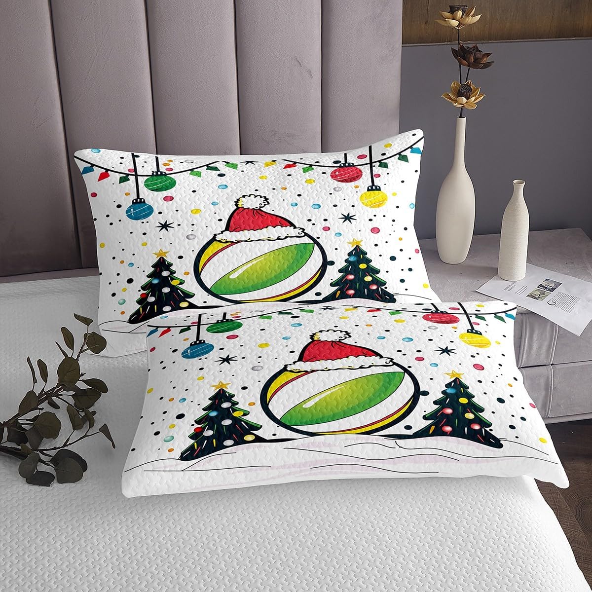 Erosebridal Christmas Gingerbread House Quilts Cute Gingerbread Coverlet Set, Xmas Tree Decorations Bedspread Sets Merry Christmas Quilt Set Queen