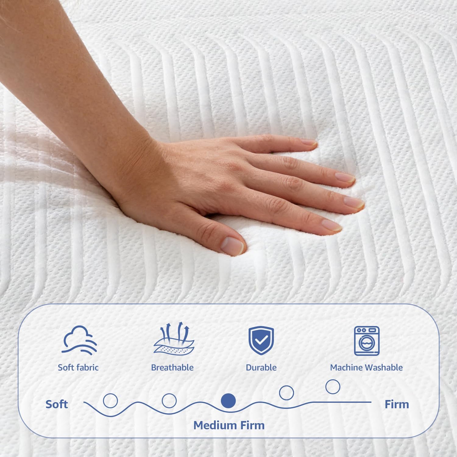 Full Size Mattress 10 Inch, Hybrid Mattress - Washable & Removable Cover, Medium Firm, Mattress in a Box, Pressure & Pain Relief, Cooling & Soft Fabric, Undisturbed Sleep, Strong Edge Support
