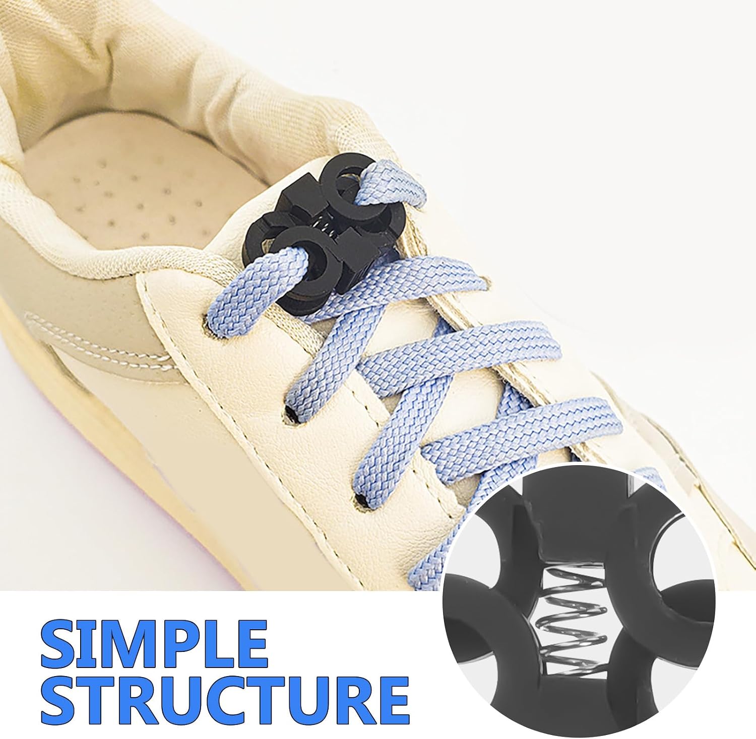 10pcs Black Large Shoelace Buckle Locks Shoe Lace Fasteners Elastic Cord Clips for Adults and Sneakers Sports Shoes