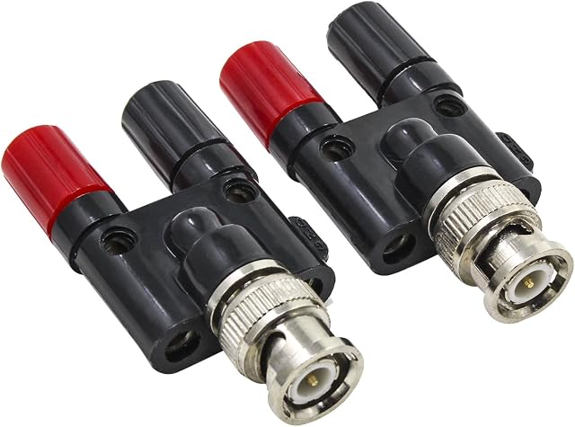 KEESIN BNC Male Plug to Dual 4mm Banana Jack Socket Binding Post Audio Adapter Connector 2Pcs