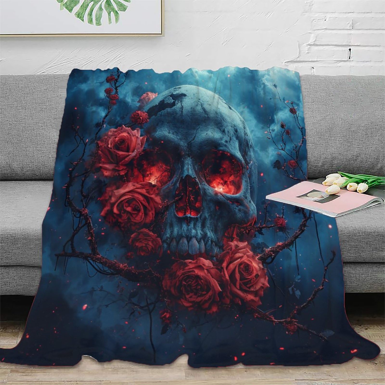NRAOPEVVD 3D Printed Skull Blankets Soft And Warm Super Soft Cozy Fuzzy Warm Throws with Anti-wrinkle/anti-tarnishing Lightweight for Home Couch Bed Sofa Cozy Warm 80x90inch(200x230cm)