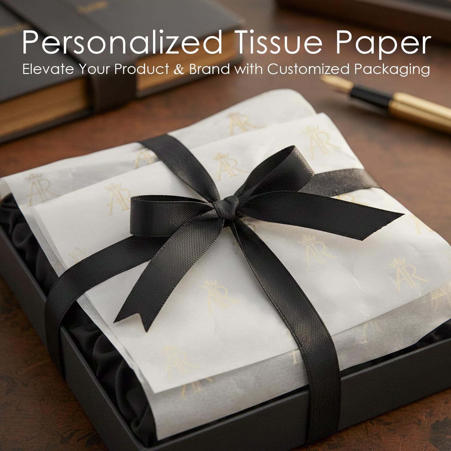 COACO Personalized Tissue Paper, Your Custom Design, Logo, or Text, Great for Holiday or Special Occasion, Small Business Packaging or Gift Wrapping, Gift Bags, 30, 50, or 100 Count, White (20"x18")