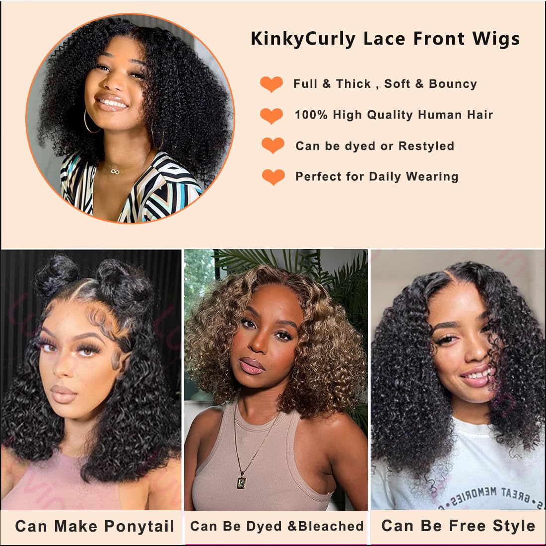 CHUDI 250% Density Kinkycurly Wig Human Hair 13X6 HD Lace Front Curly Human Hair Wig With Baby Hair Afro Kinkys Curly Wig For Women Real Human Hair 16inch