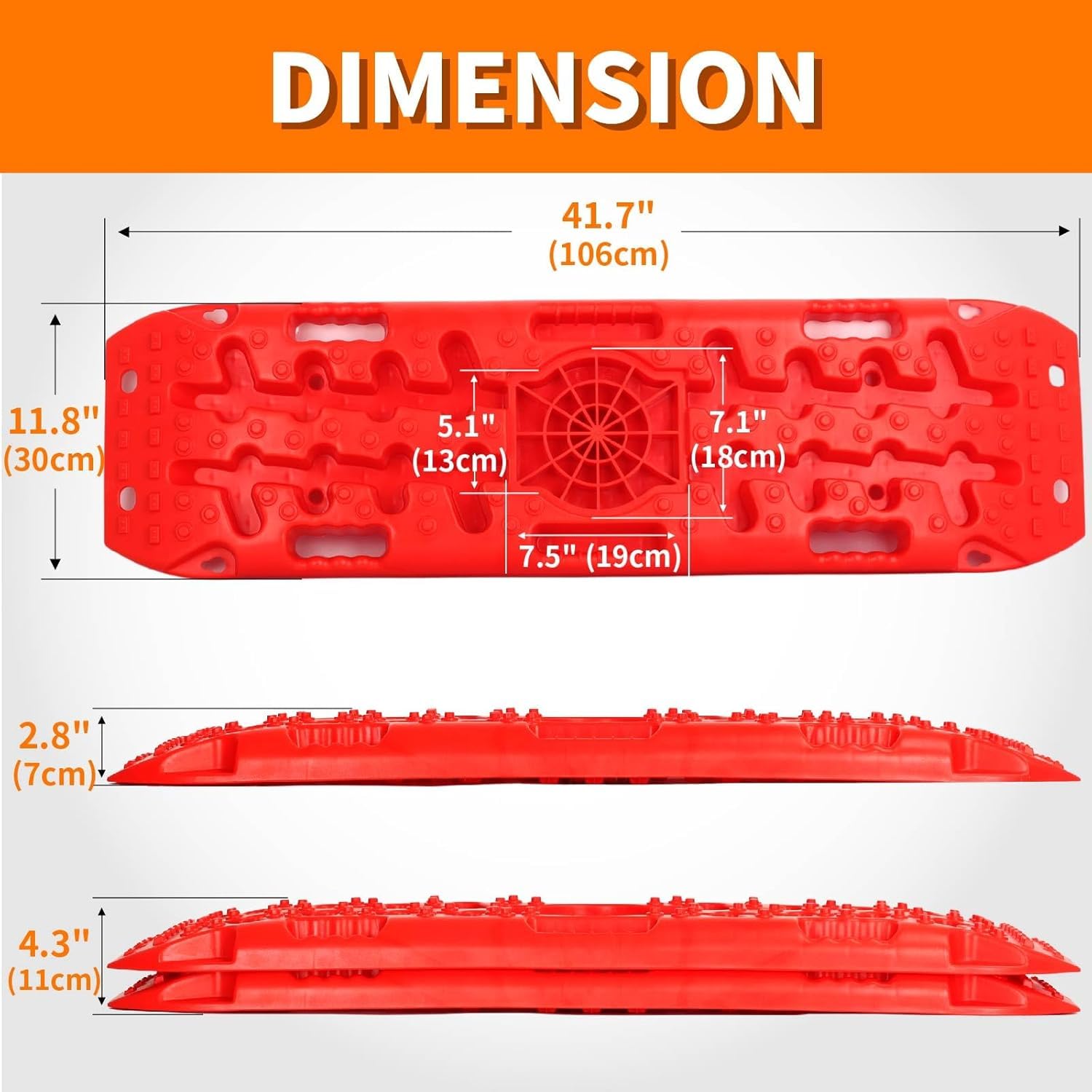 NEWFUN Tablas de Tracción Todoterreno,2 Unidades de Placas de Arena Todoterreno,10 T, Apto para Vehículos Todoterreno, Autocaravanas, Turismos, Camiones, Coches Negros, (107 x 31 x 7 cm)