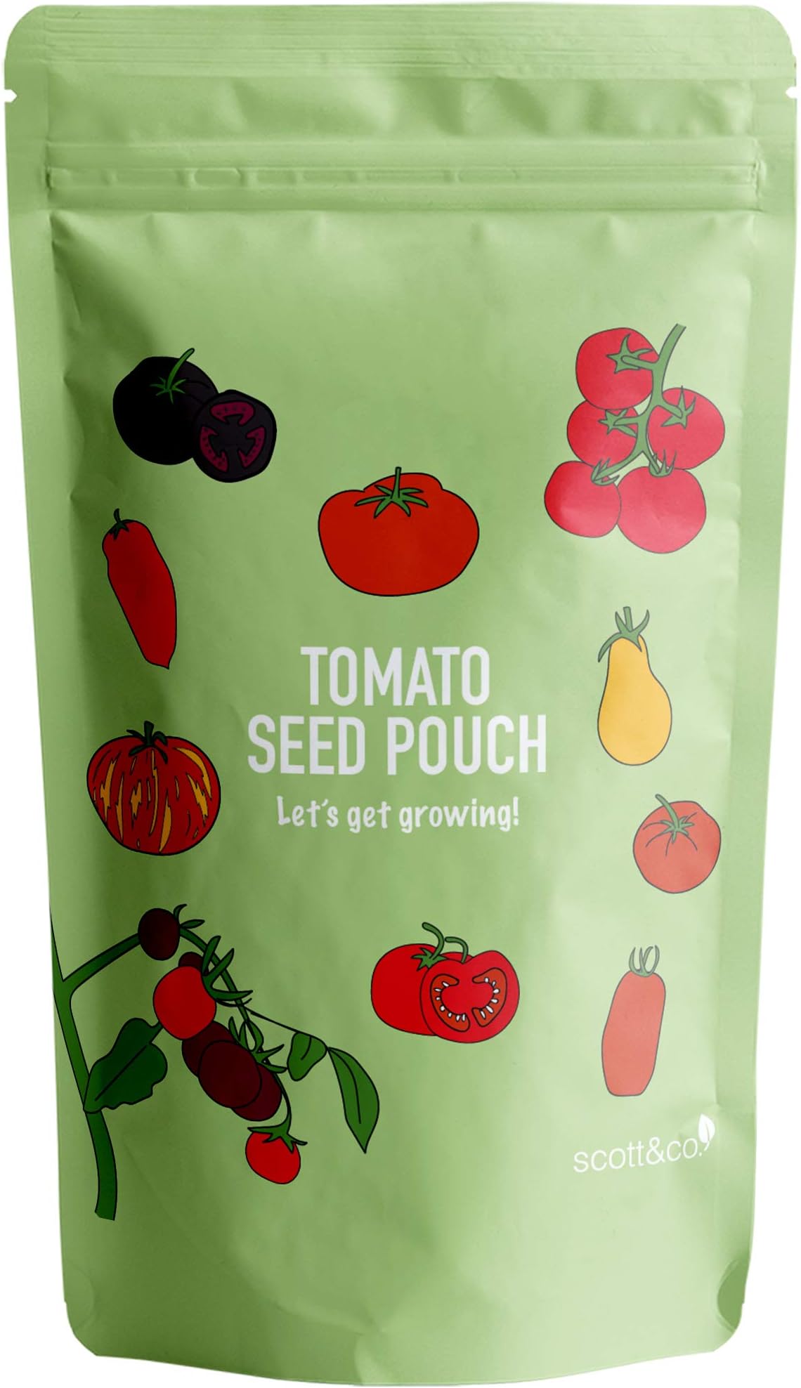 Scott&Co. Tomato Seed Starter Kit, 10 Varieties to Grow Your Own. Indoor and Outdoor Planting. Moneymaker, Golden Queen, Red Cherry, Zebra and More Tomato Seeds, Mother's Day Gifts for Women and Men