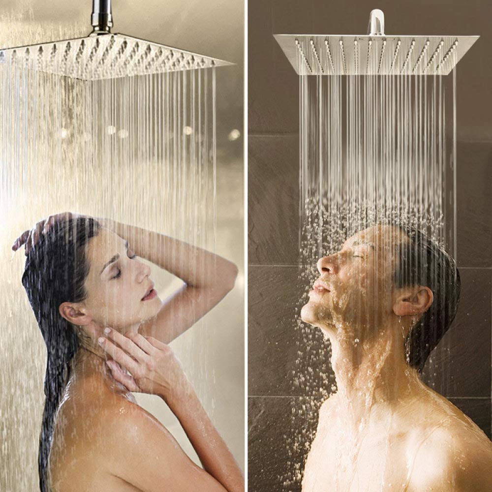 Cabezal de ducha de lluvia de 10 pulgadas, cabezal de ducha cuadrado ultrafino cromado de 25 cm, lujosa experiencia de cascada de alta presión de 12 pulgadas para duchas tipo spa